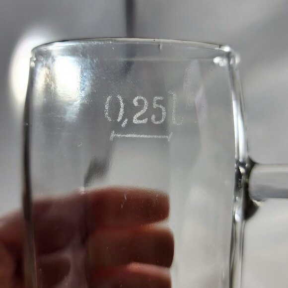 Vintage German Beer Mug Sachsische Glasfabrik 0.25L Sm Glass Mug for Stein Lid - Picture 5 of 8